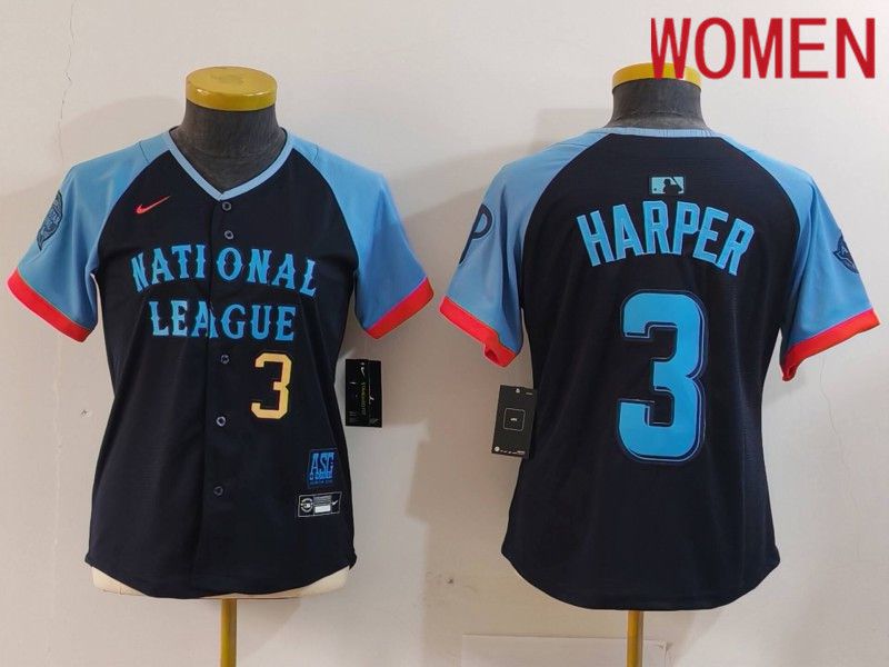 Women Philadelphia Phillies #3 Harper Blue All star 2024 Nike MLB Jersey style 4->women mlb jersey->Women Jersey